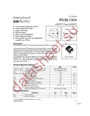 IRLBL1304 datasheet  